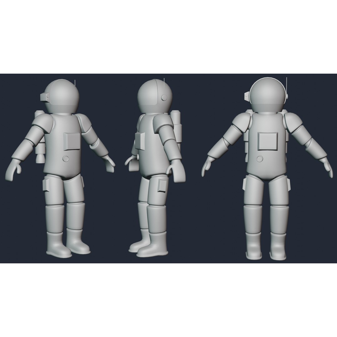 Stylized Astronaut 3D Model – Rigged Character for Blender, Game-Ready - View 10