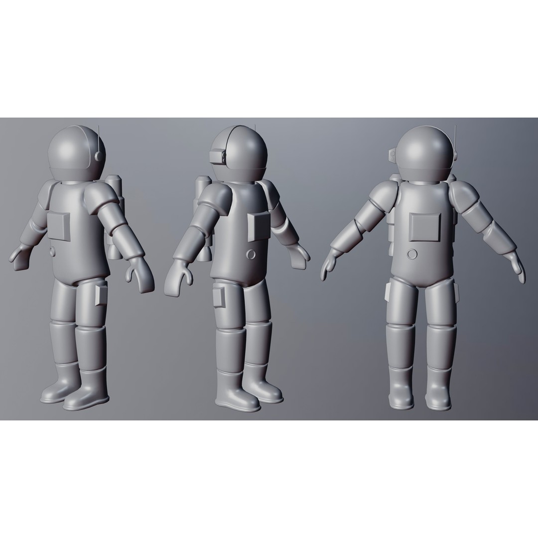 Stylized Astronaut 3D Model – Rigged Character for Blender, Game-Ready - View 11