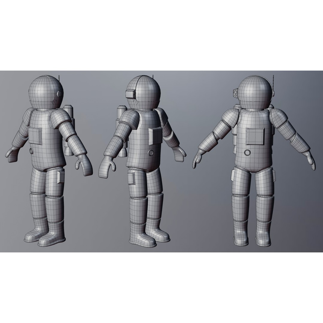 Stylized Astronaut 3D Model – Rigged Character for Blender, Game-Ready - View 12
