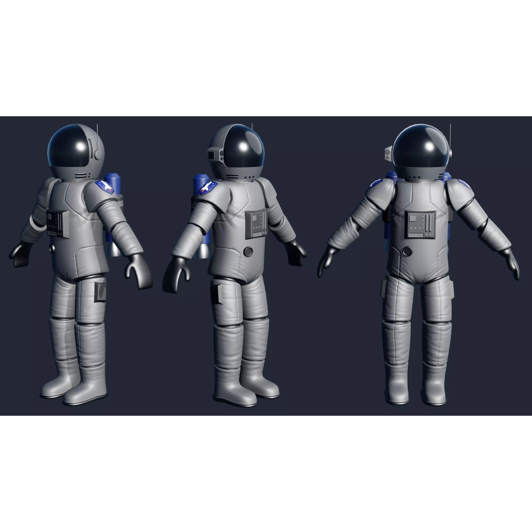 Stylized Astronaut 3D Model – Rigged Character for Blender, Game-Ready - View 2