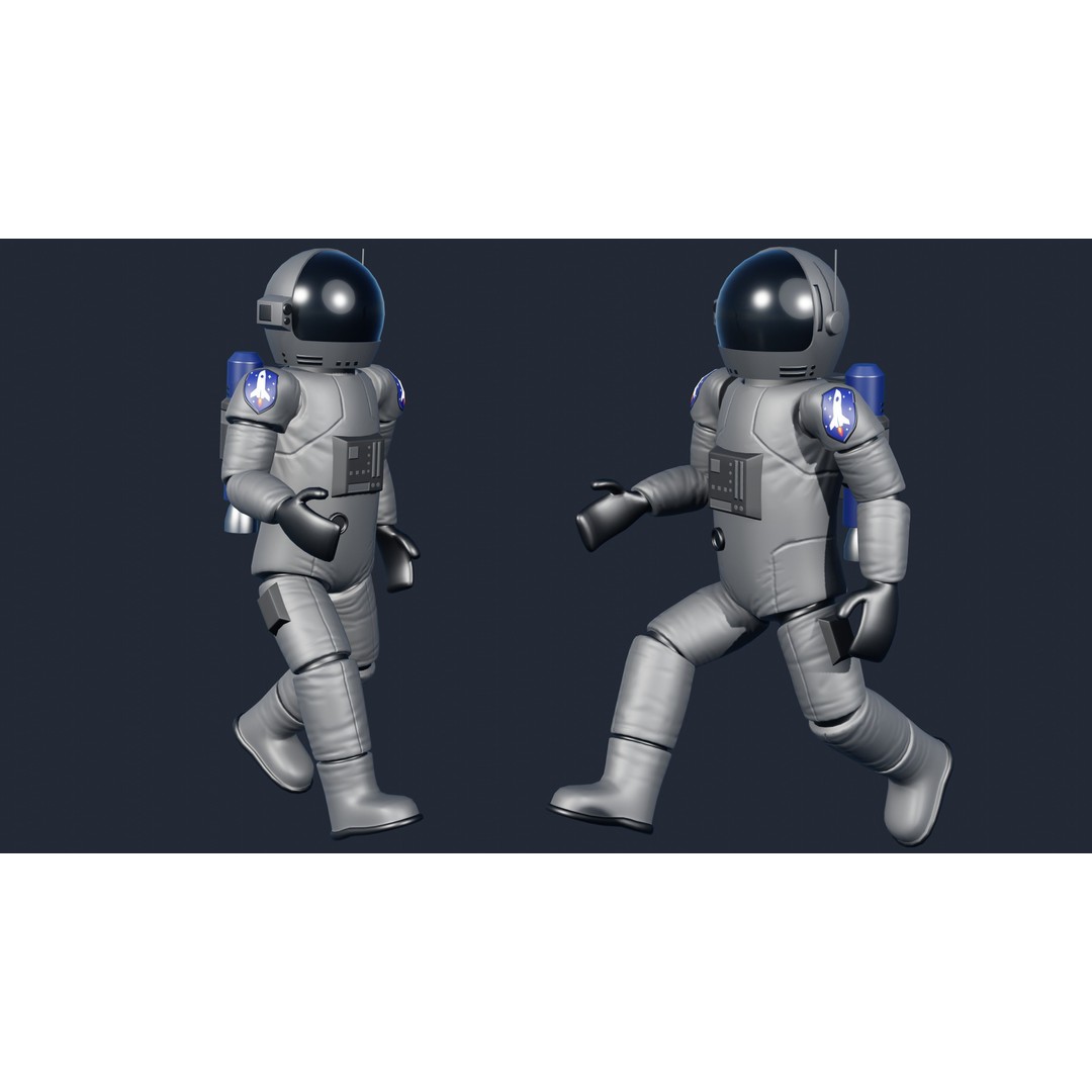 Stylized Astronaut 3D Model – Rigged Character for Blender, Game-Ready - View 3