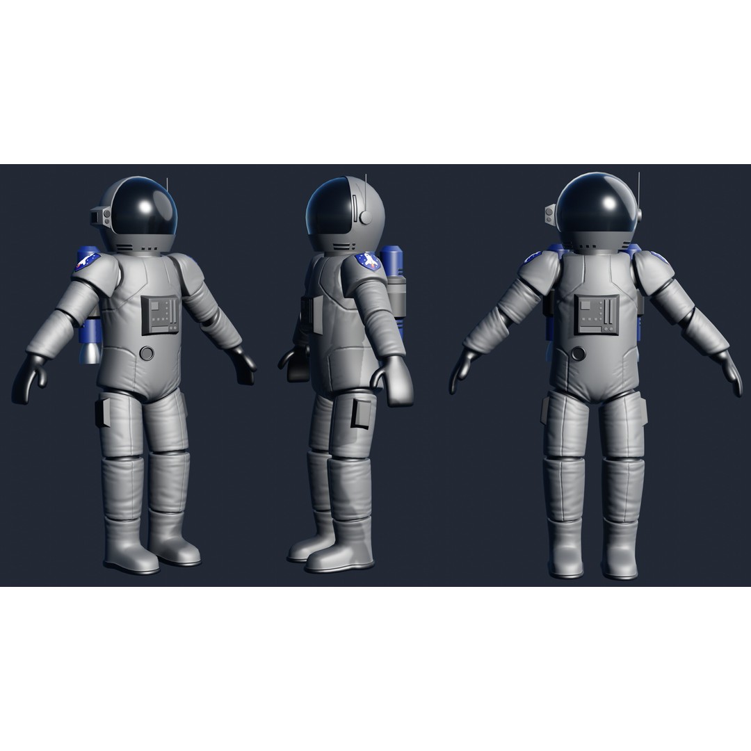 Stylized Astronaut 3D Model – Rigged Character for Blender, Game-Ready - View 5