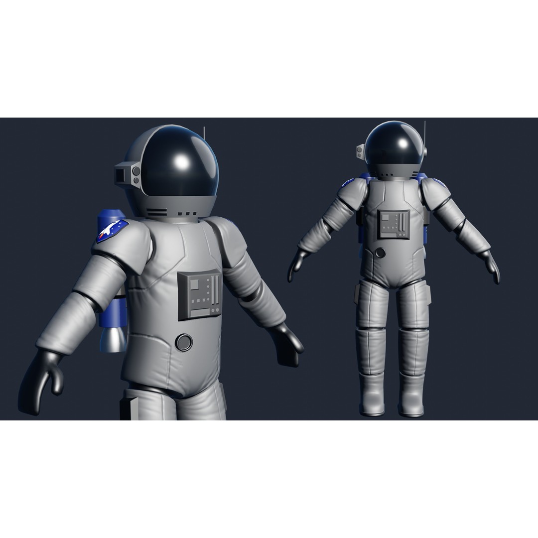 Stylized Astronaut 3D Model – Rigged Character for Blender, Game-Ready - View 6