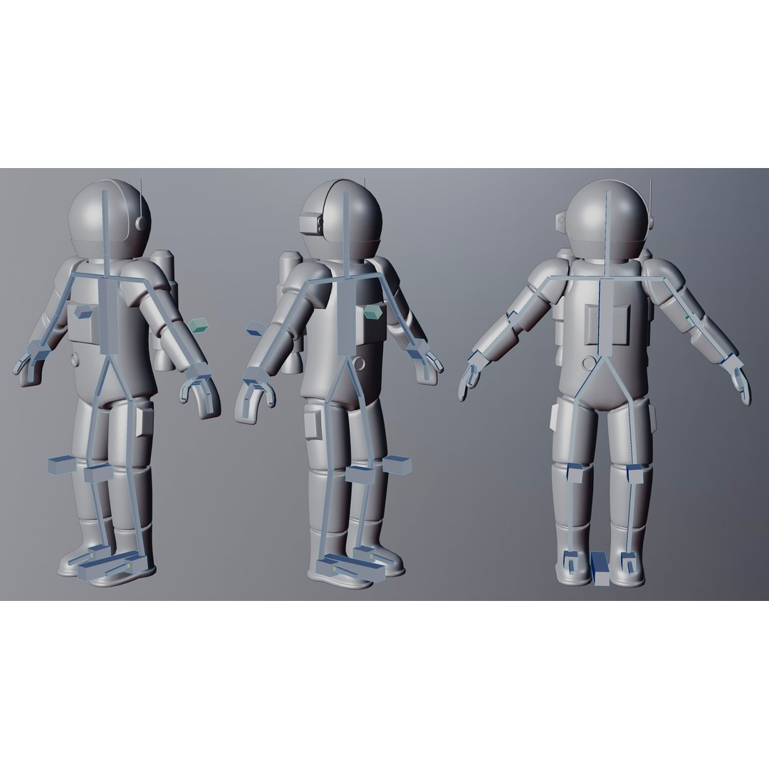 Stylized Astronaut 3D Model – Rigged Character for Blender, Game-Ready - View 9