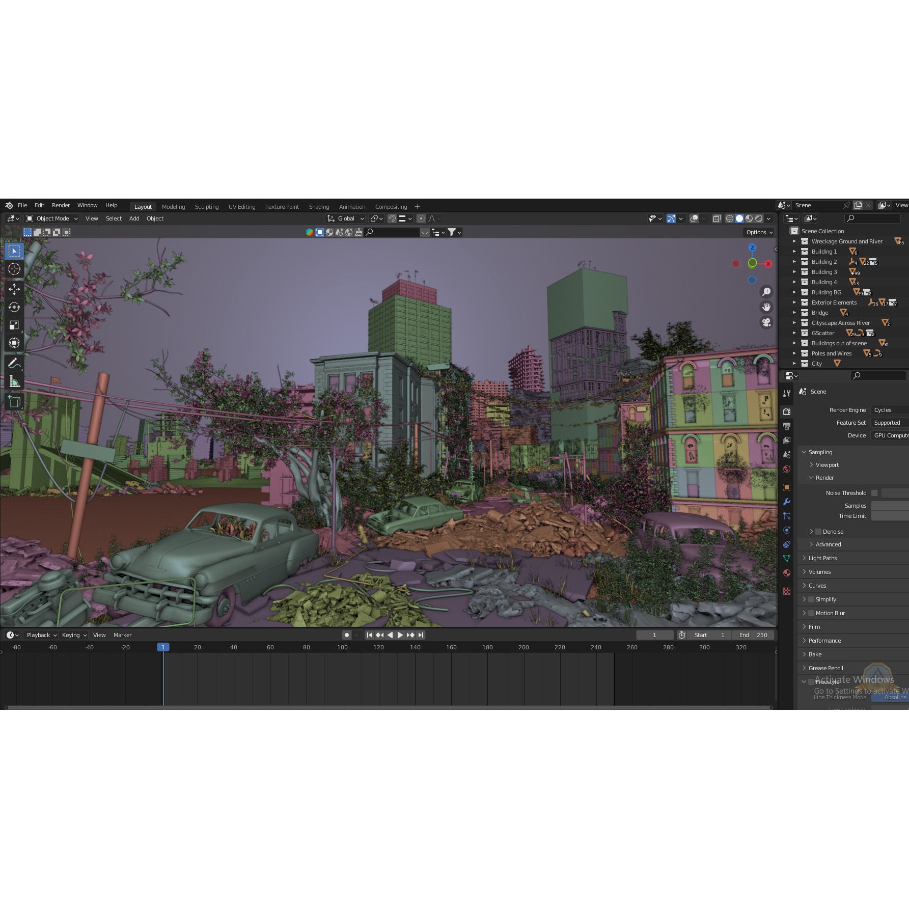 Post-apocalyptic Abandoned City - Extremely Detailed 3D Model - View 8