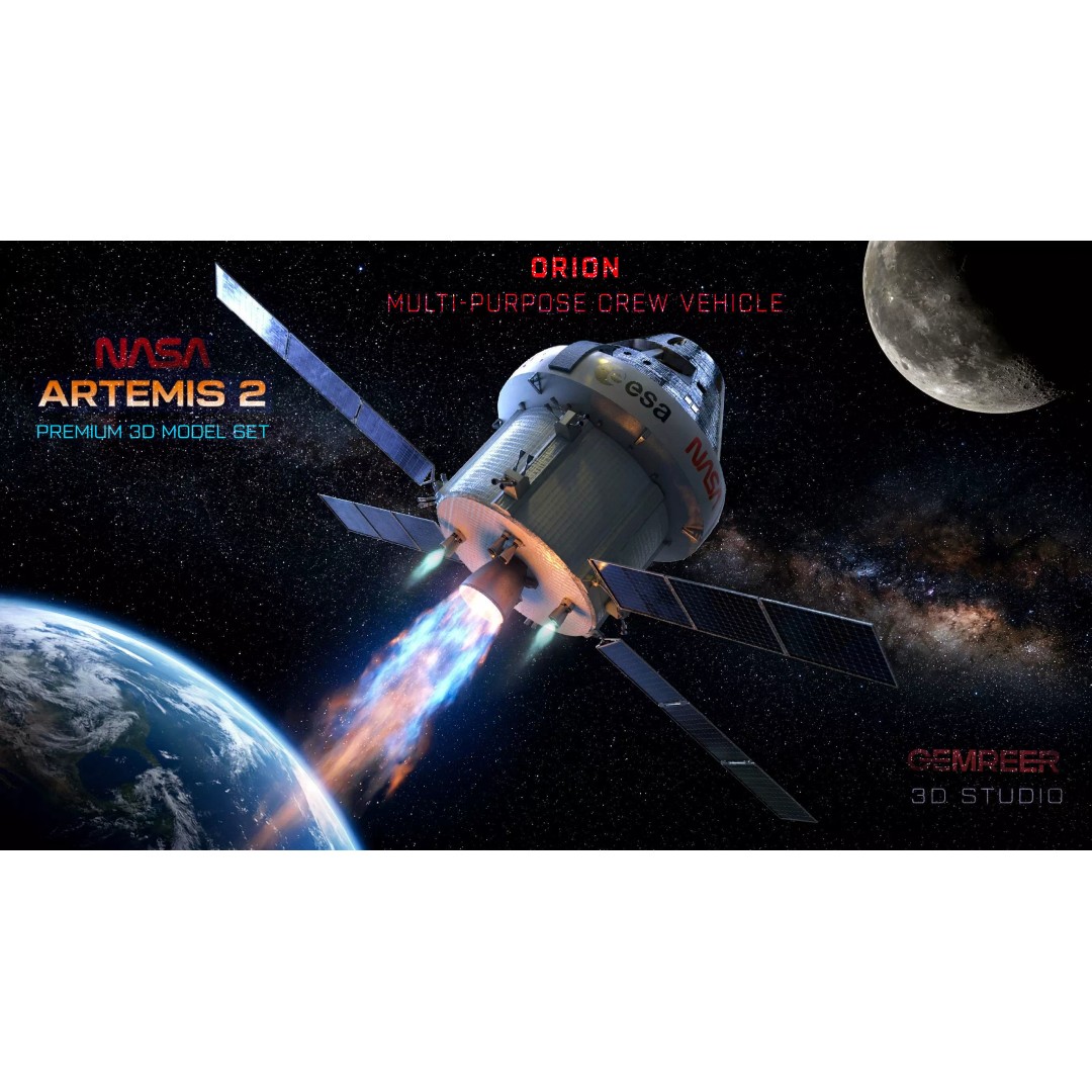 Orion 3D Model – Low Poly Rigged Spacecraft for Animation - View 3