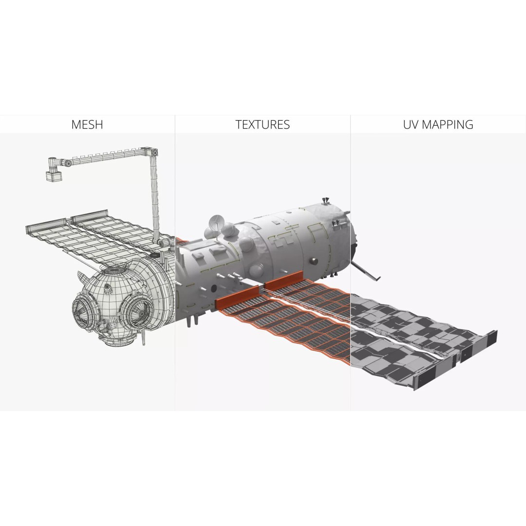 Tiangong Tianhe Main Module 3D Model – Rigged Space Station Component for Cinema 4D - View 10