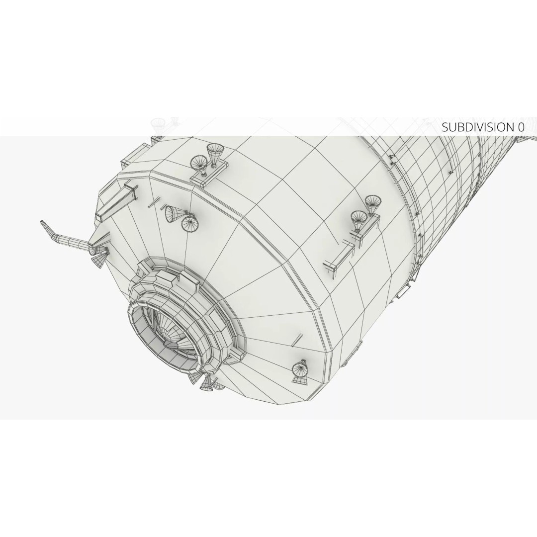 Tiangong Tianhe Main Module 3D Model – Rigged Space Station Component for Cinema 4D - View 11