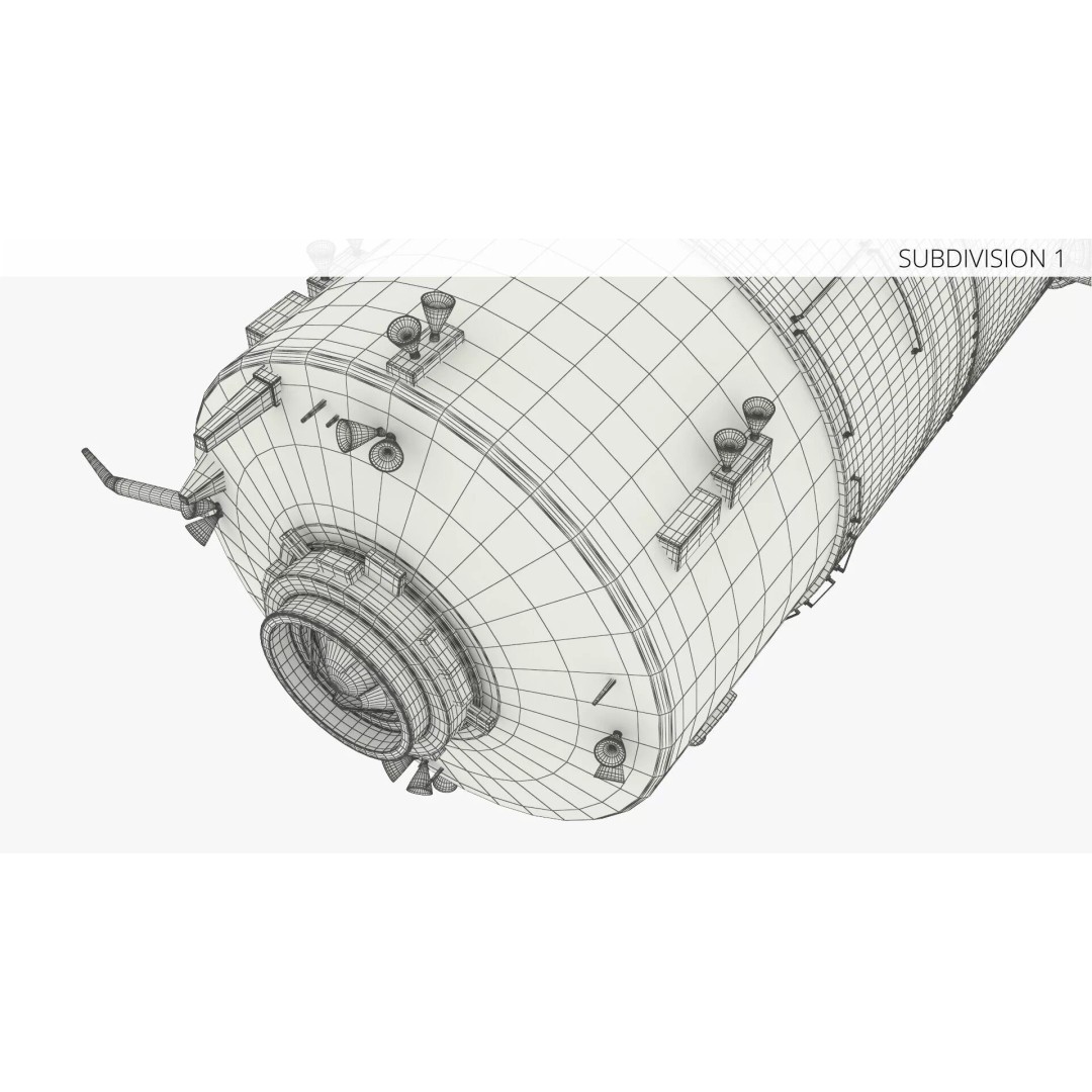 Tiangong Tianhe Main Module 3D Model – Rigged Space Station Component for Cinema 4D - View 12