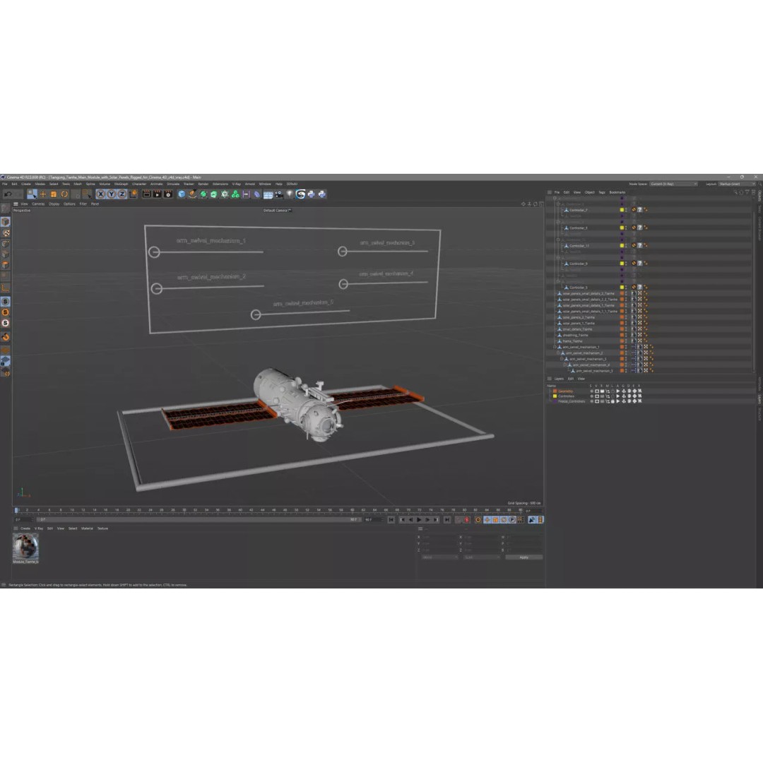 Tiangong Tianhe Main Module 3D Model – Rigged Space Station Component for Cinema 4D - View 18