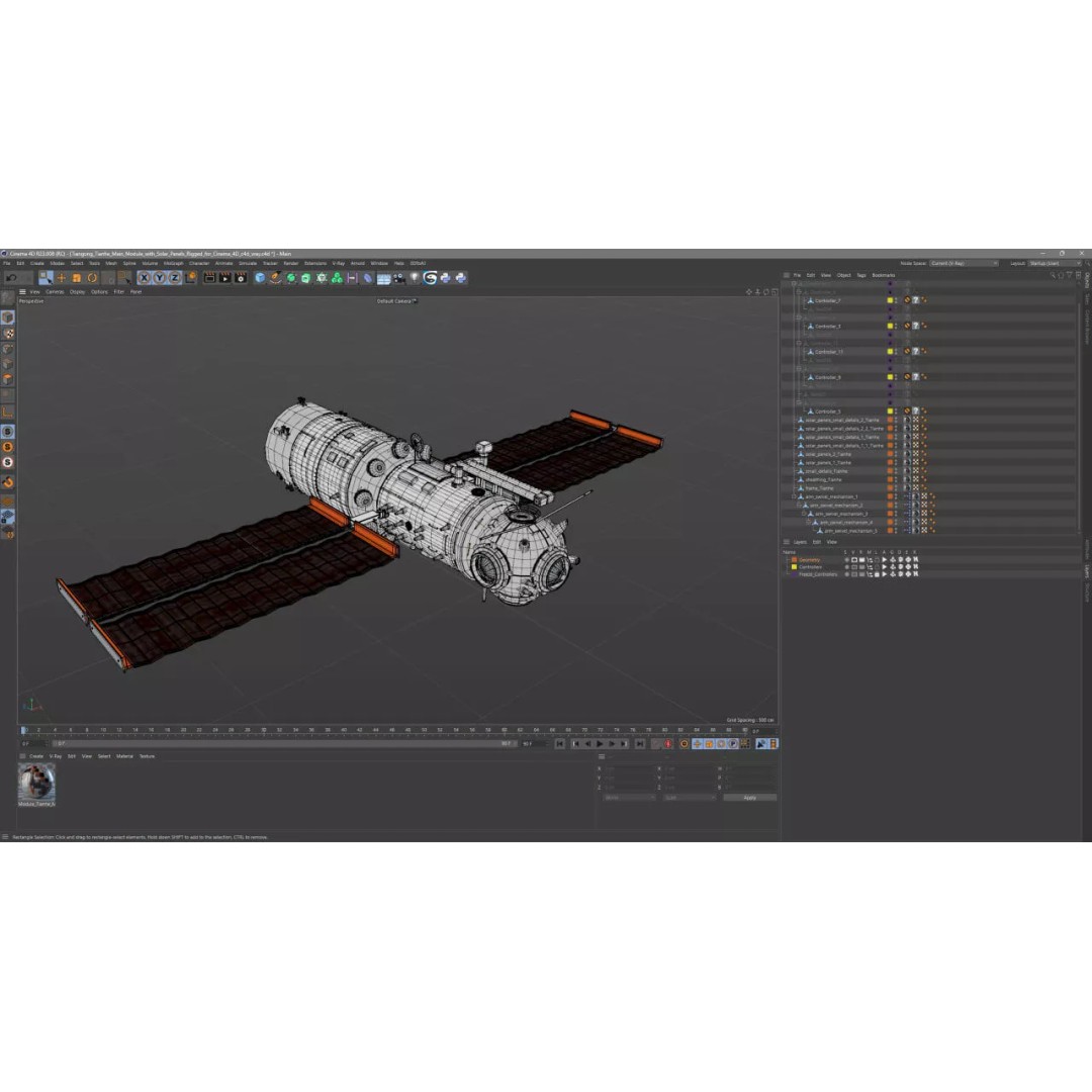 Tiangong Tianhe Main Module 3D Model – Rigged Space Station Component for Cinema 4D - View 19