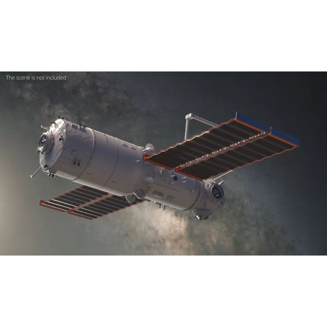 Tiangong Tianhe Main Module 3D Model – Rigged Space Station Component for Cinema 4D - View 2
