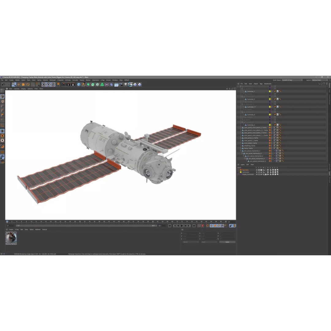 Tiangong Tianhe Main Module 3D Model – Rigged Space Station Component for Cinema 4D - View 20