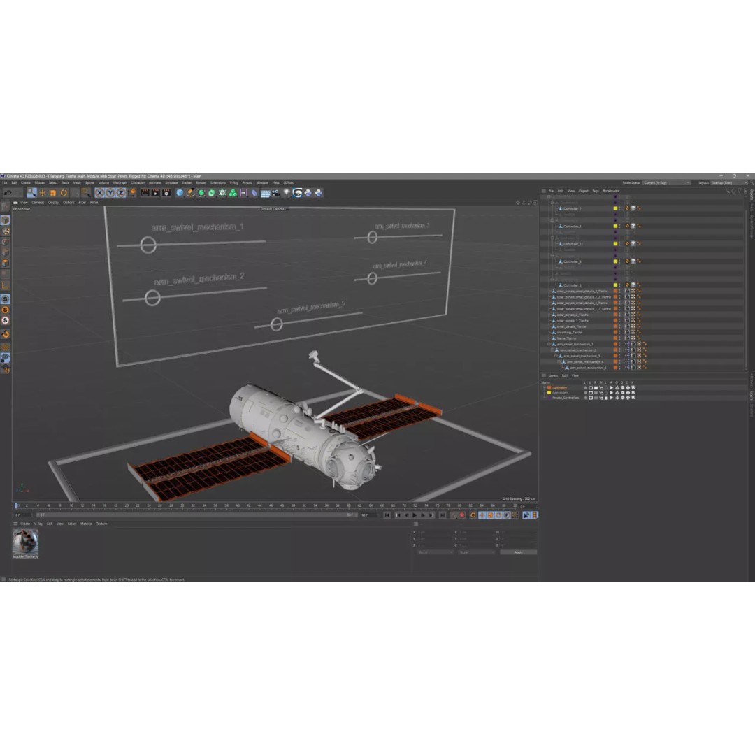 Tiangong Tianhe Main Module 3D Model – Rigged Space Station Component for Cinema 4D - View 21