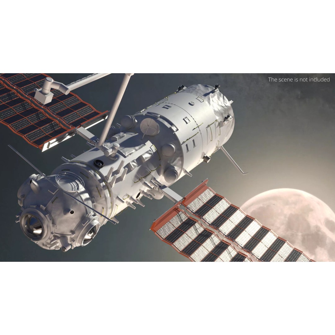 Tiangong Tianhe Main Module 3D Model – Rigged Space Station Component for Cinema 4D - View 3