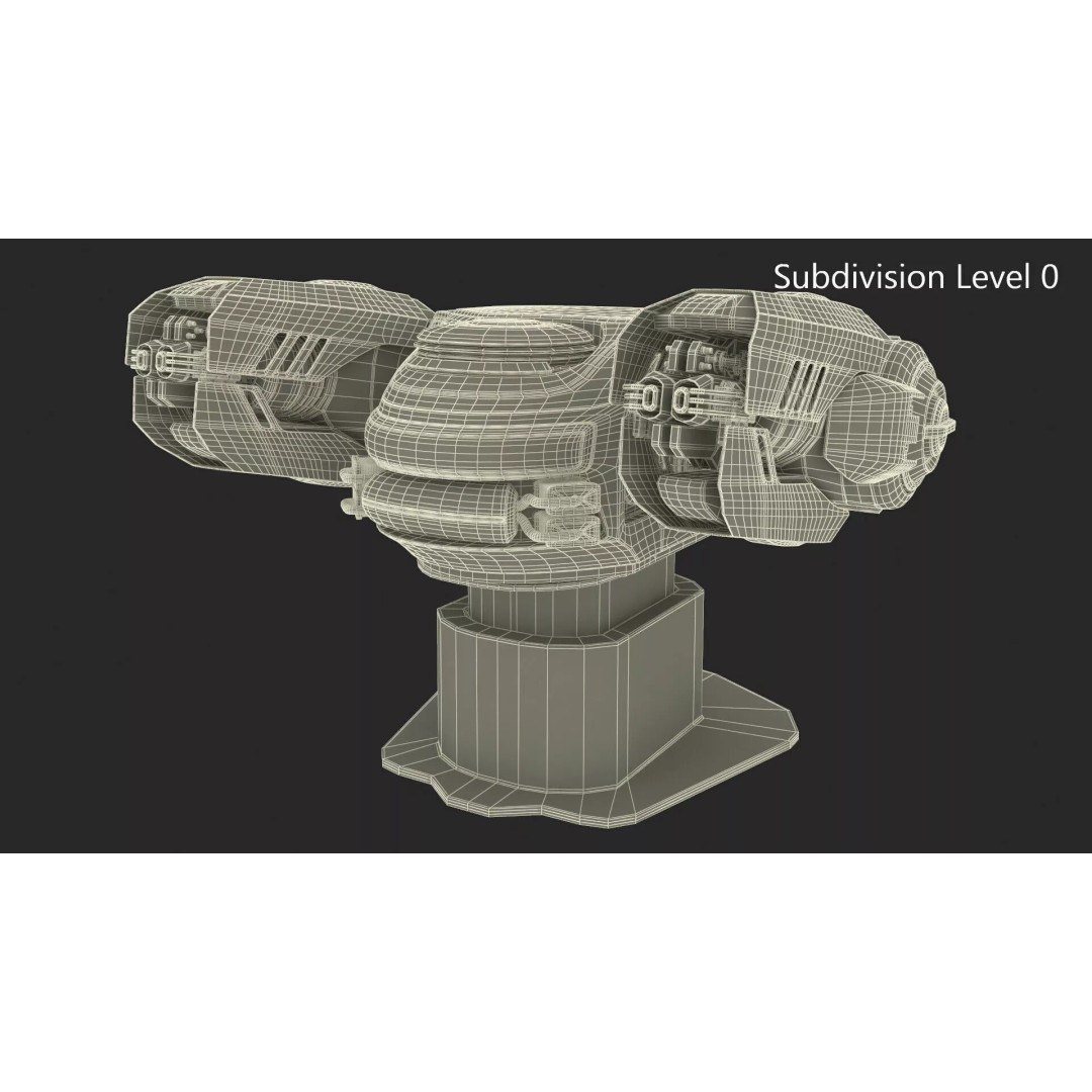 Sci Fi Heavy Defense Gun Mount 3D Model – High Poly PBR Turret Asset - View 10