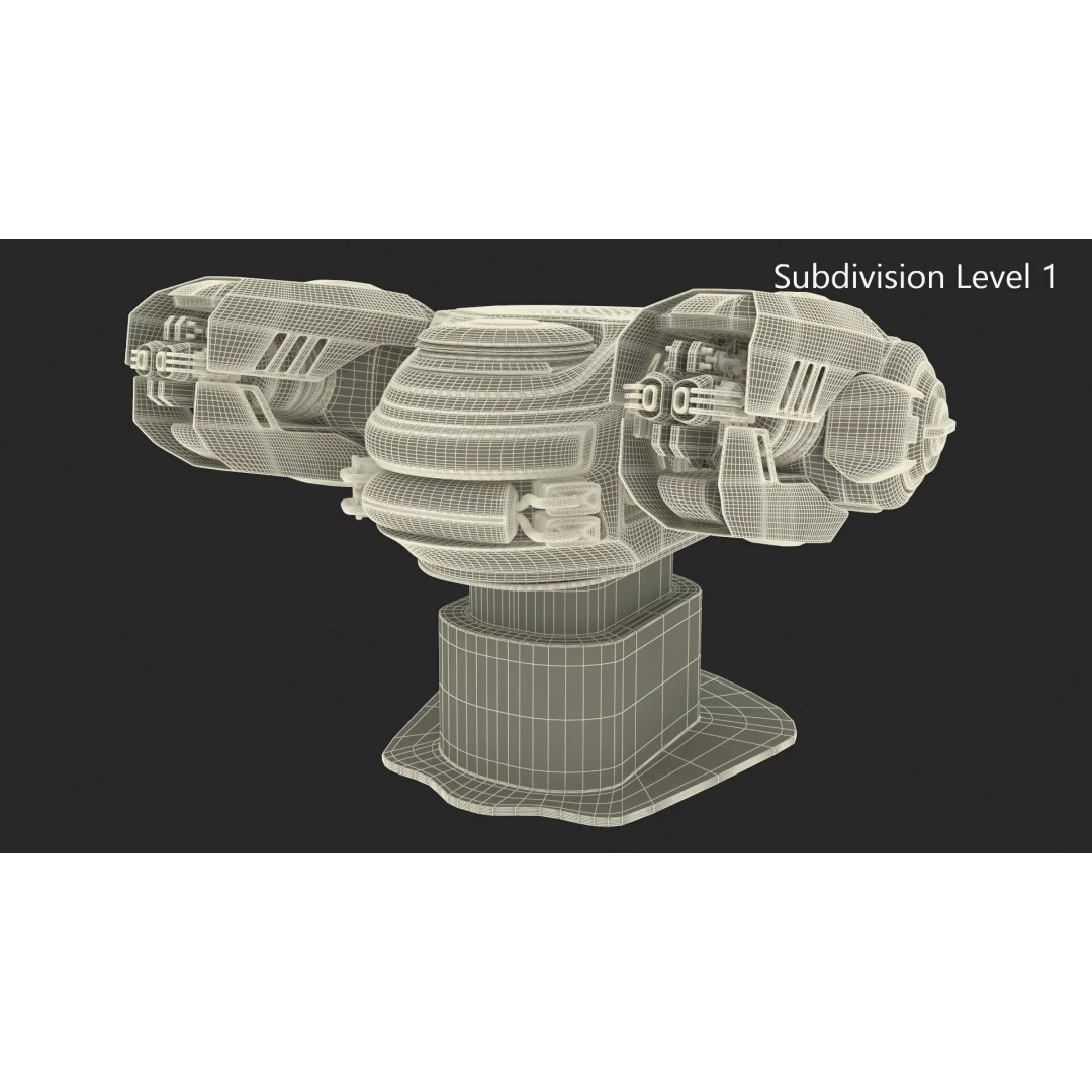 Sci Fi Heavy Defense Gun Mount 3D Model – High Poly PBR Turret Asset - View 11