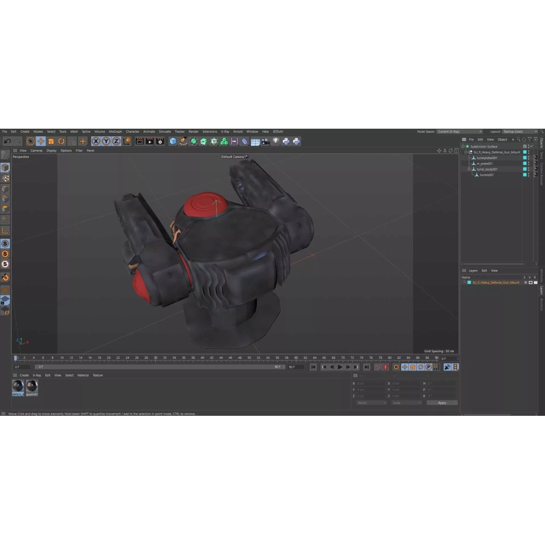 Sci Fi Heavy Defense Gun Mount 3D Model – High Poly PBR Turret Asset - View 17
