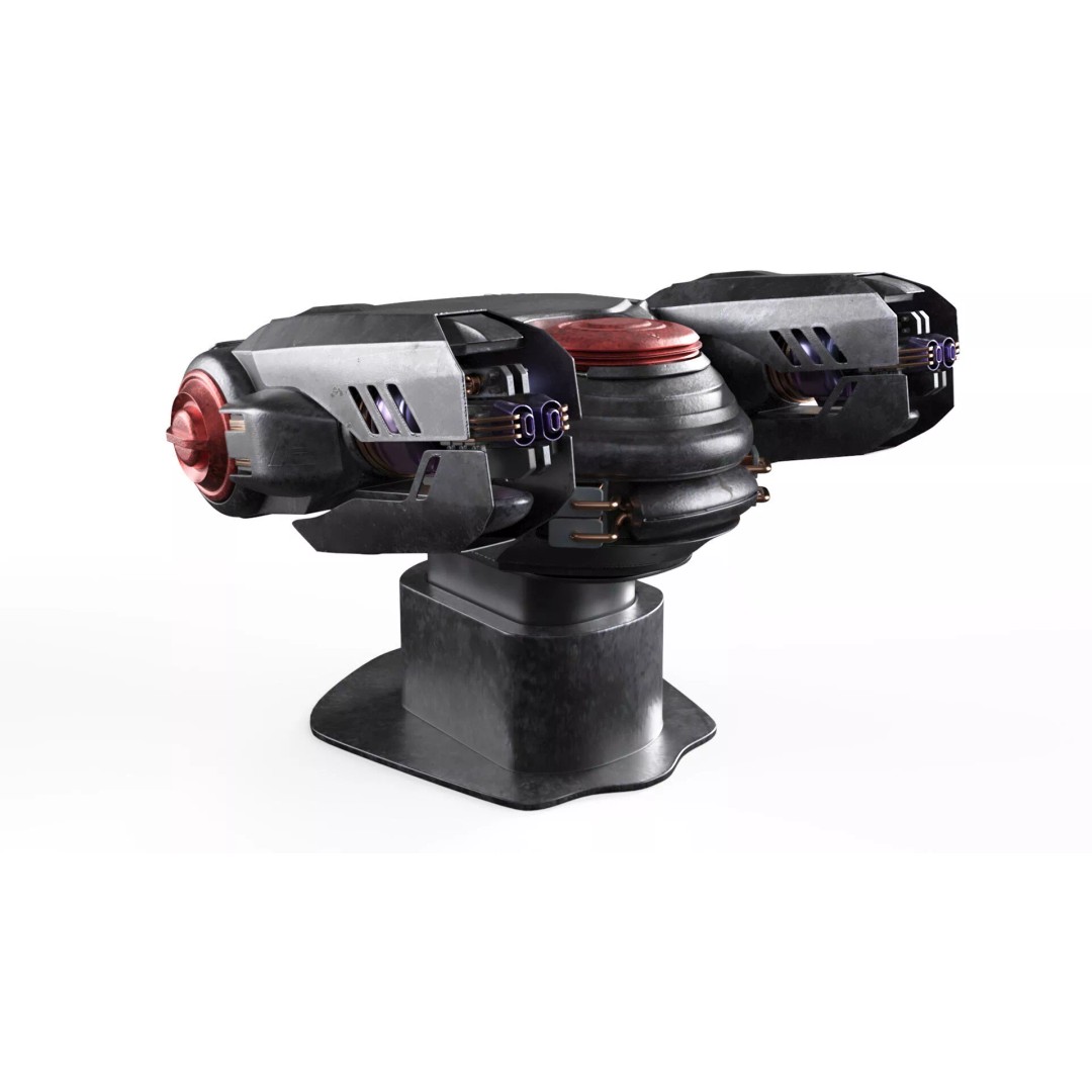 Sci Fi Heavy Defense Gun Mount 3D Model – High Poly PBR Turret Asset - View 2