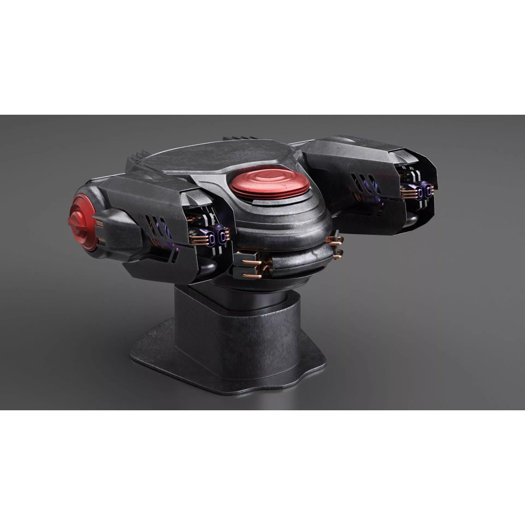 Sci Fi Heavy Defense Gun Mount 3D Model – High Poly PBR Turret Asset - View 5