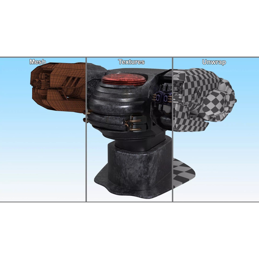 Sci Fi Heavy Defense Gun Mount 3D Model – High Poly PBR Turret Asset - View 9