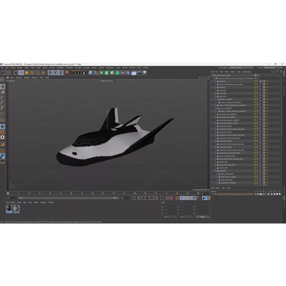 Compact Orbital Shuttle 3D Model – Futuristic Spacecraft, FBX