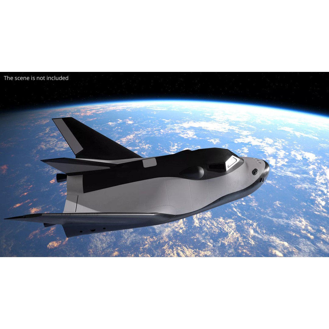 Compact Orbital Shuttle 3D Model – Futuristic Spacecraft, FBX - View 4