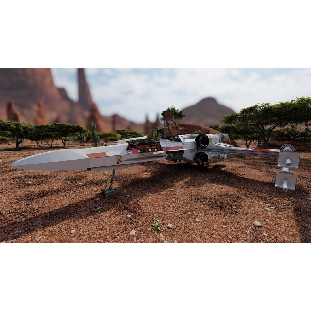 X-Wing 3D Model – Highly Detailed Sci-Fi Starship, FBX & OBJ - View 3