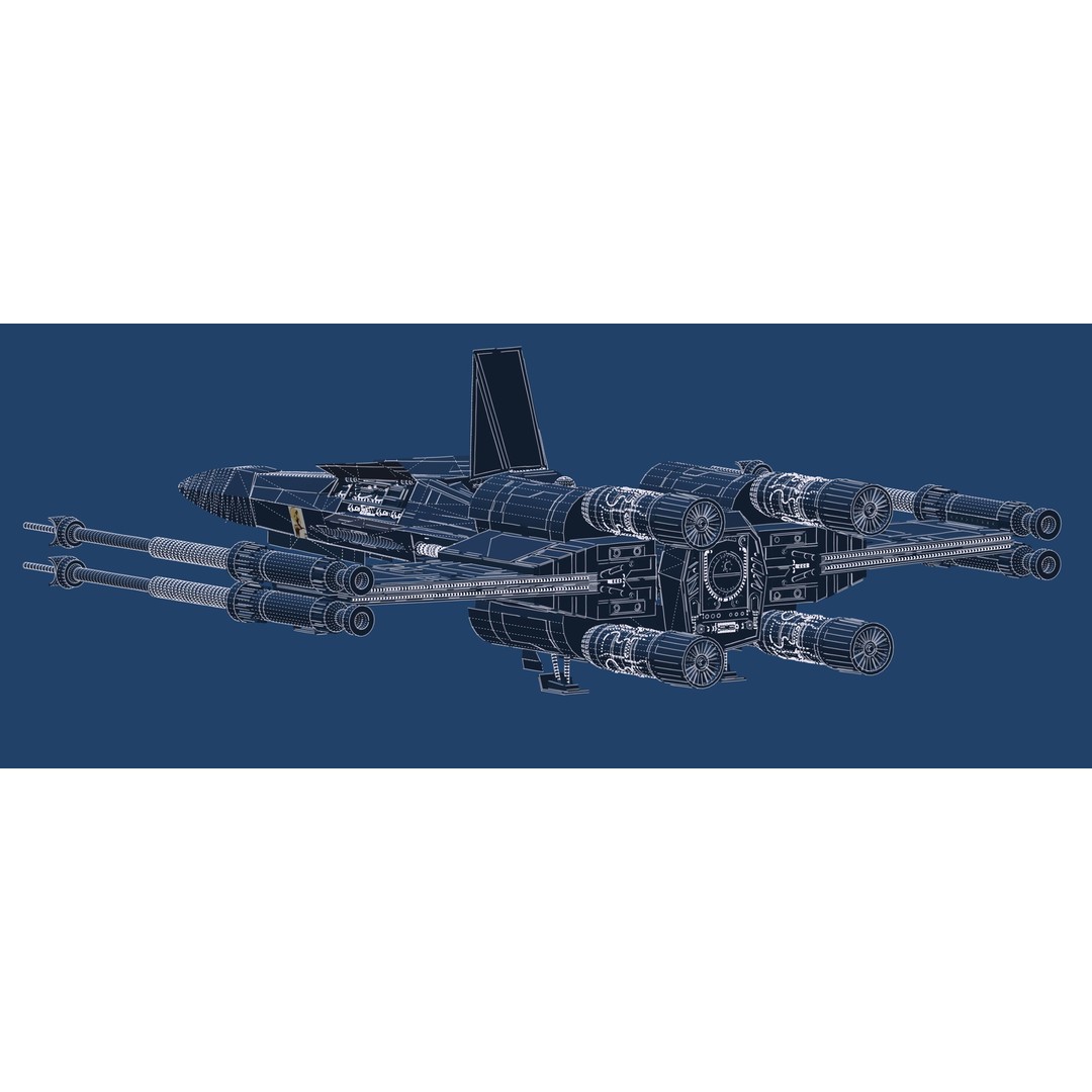 X-Wing 3D Model – Highly Detailed Sci-Fi Starship, FBX & OBJ - View 33