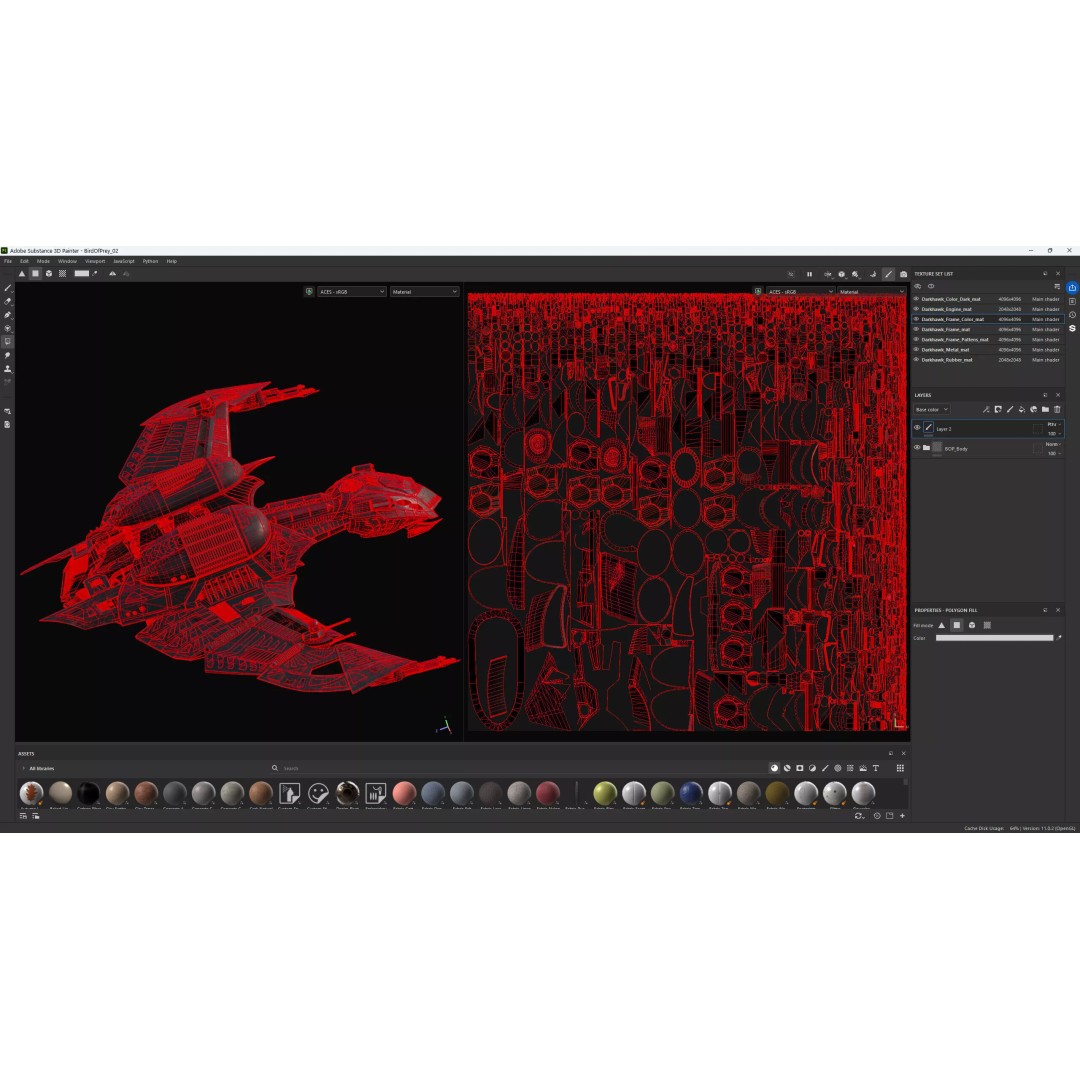 Bird of Prey Starship 3D Model – Original Concept Design, Game-Ready FBX - View 10
