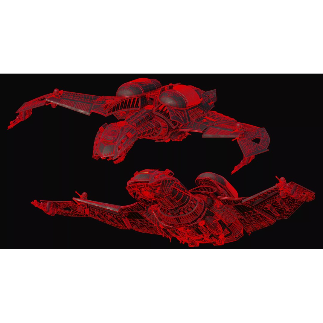 Bird of Prey Starship 3D Model – Original Concept Design, Game-Ready FBX - View 9