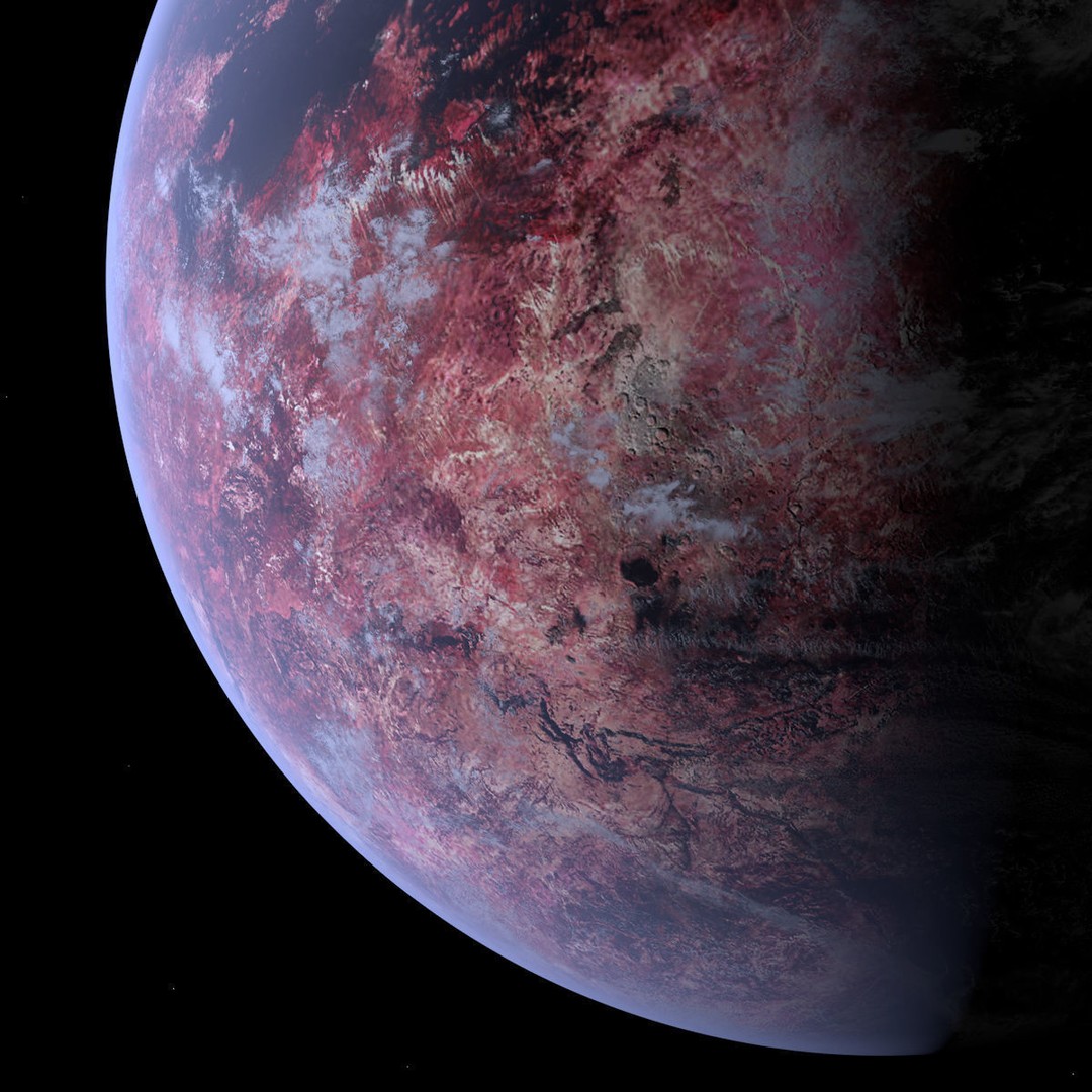 Purple Planet 3D Model – Low Poly Alien World with Moon, FBX - View 10