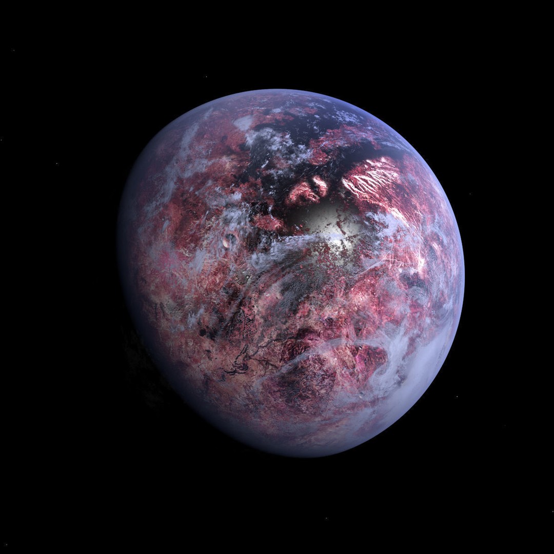 Purple Planet 3D Model – Low Poly Alien World with Moon, FBX - View 11