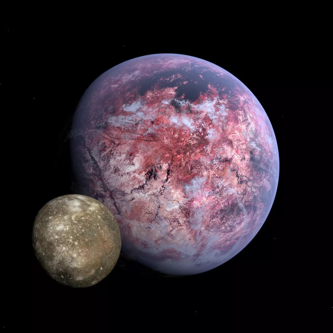 Purple Planet 3D Model – Low Poly Alien World with Moon, FBX - View 2
