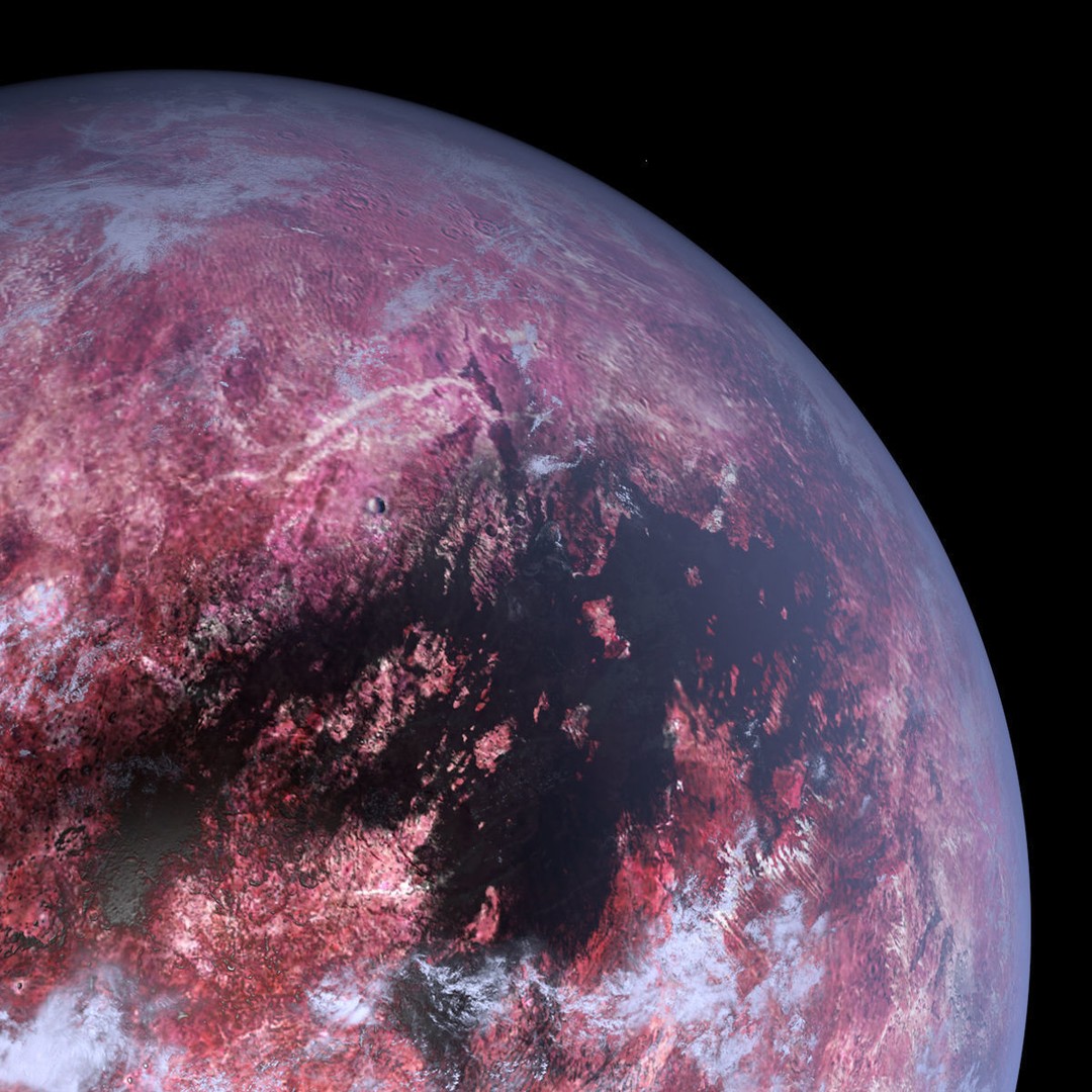 Purple Planet 3D Model – Low Poly Alien World with Moon, FBX - View 3