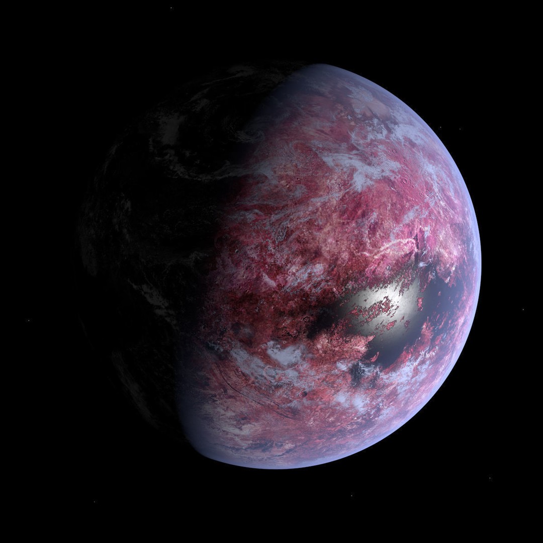 Purple Planet 3D Model – Low Poly Alien World with Moon, FBX - View 4