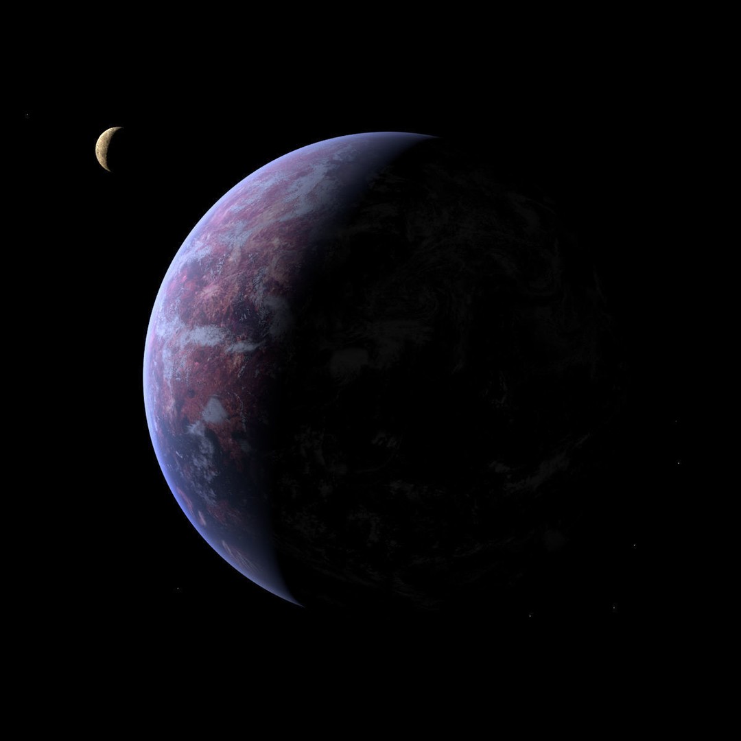 Purple Planet 3D Model – Low Poly Alien World with Moon, FBX - View 6