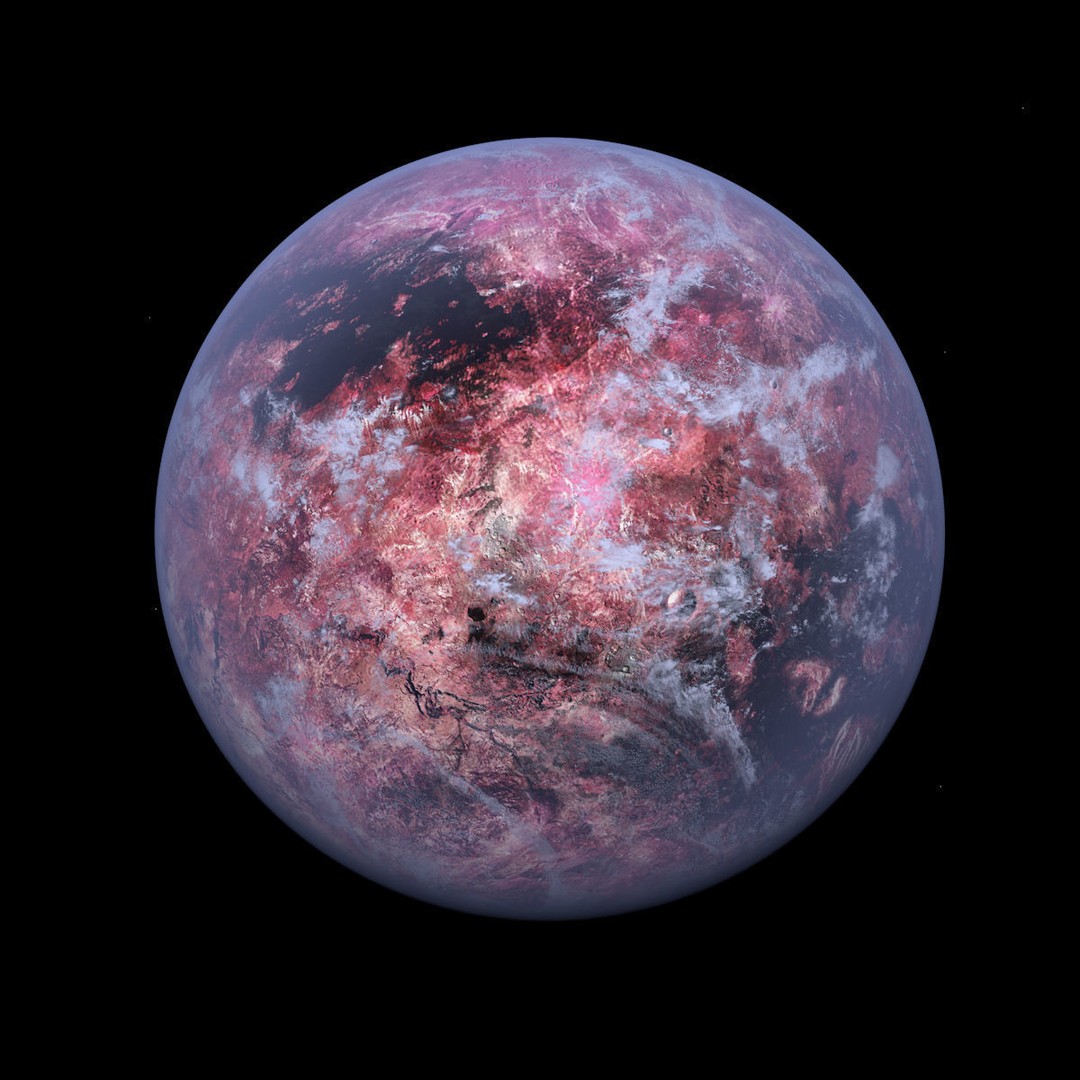 Purple Planet 3D Model – Low Poly Alien World with Moon, FBX - View 9