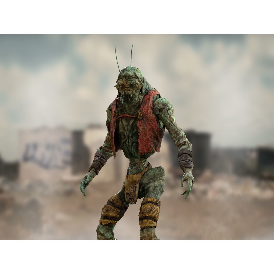 Alien Prawn 3D Model – Low Poly Rigged Character, FBX, OBJ - View 9