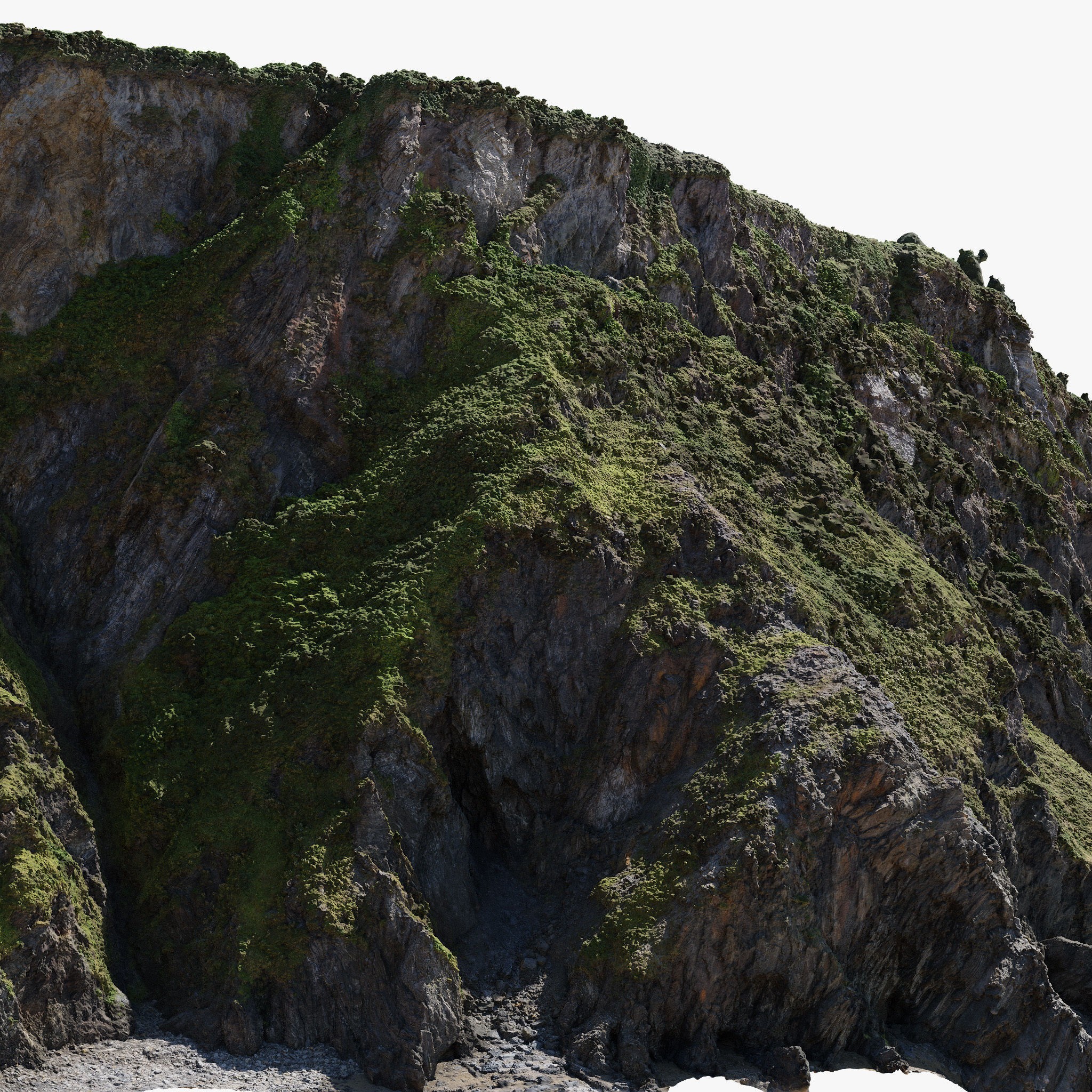 Large Coast Cliff - Low-Poly Game-Ready 3D Model - View 11