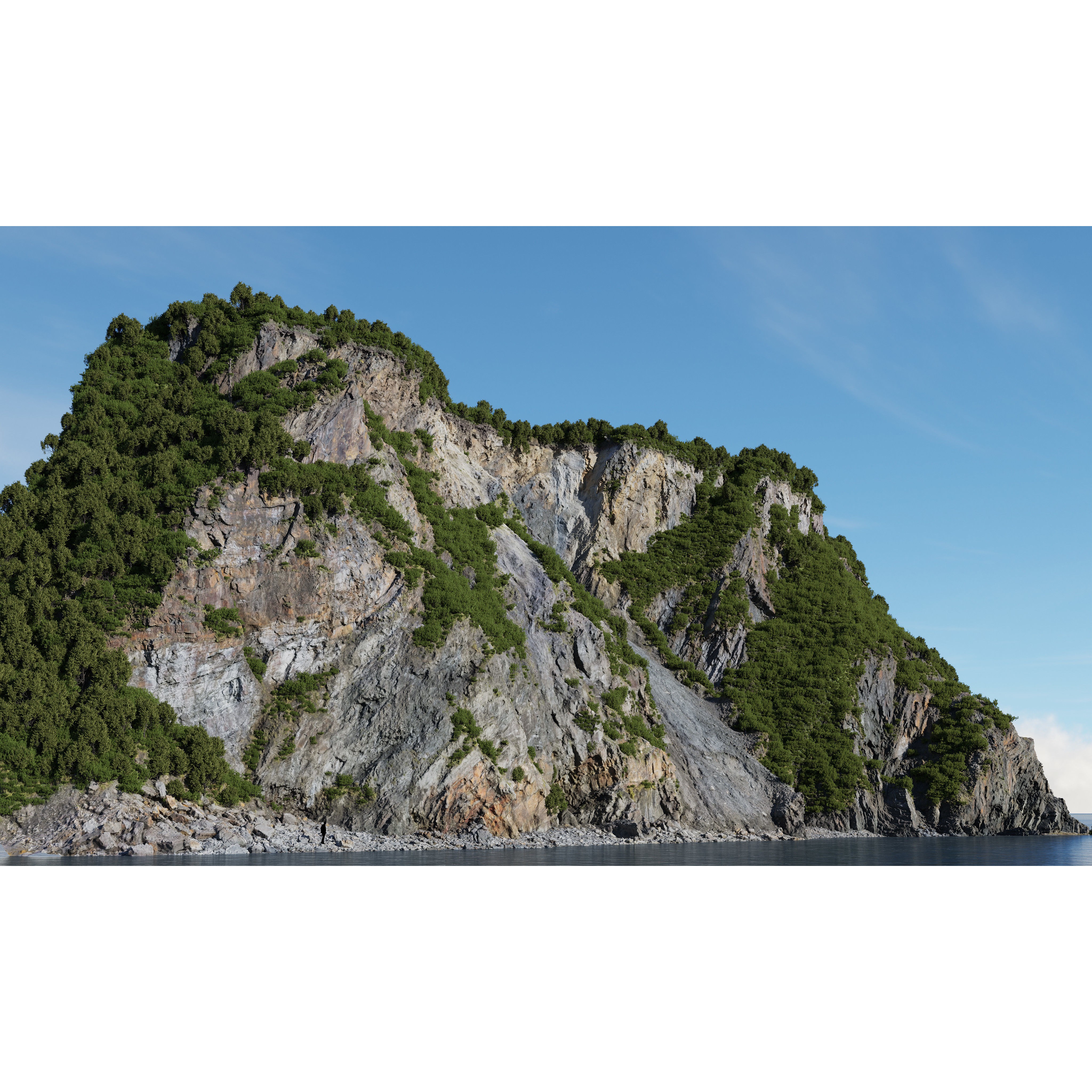 Large Coast Cliff - Low-Poly Game-Ready 3D Model - View 15