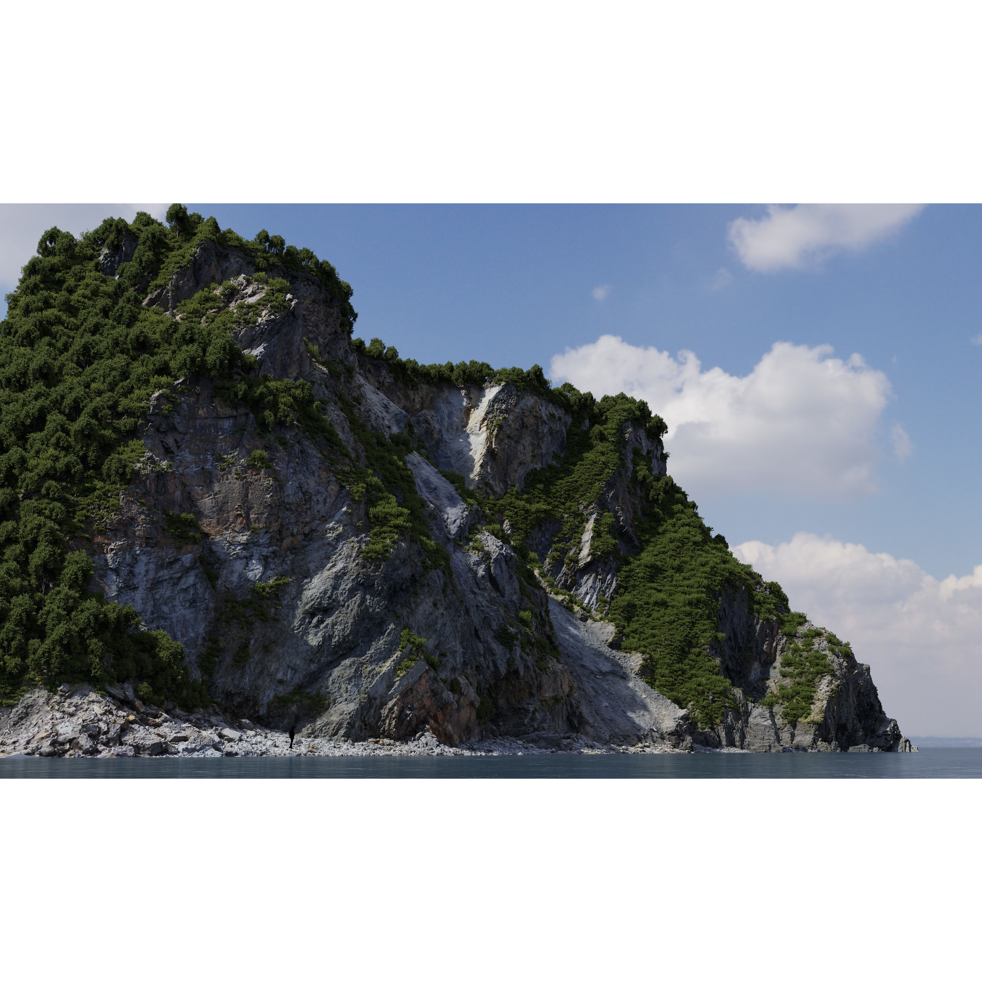 Large Coast Cliff - Low-Poly Game-Ready 3D Model - View 3