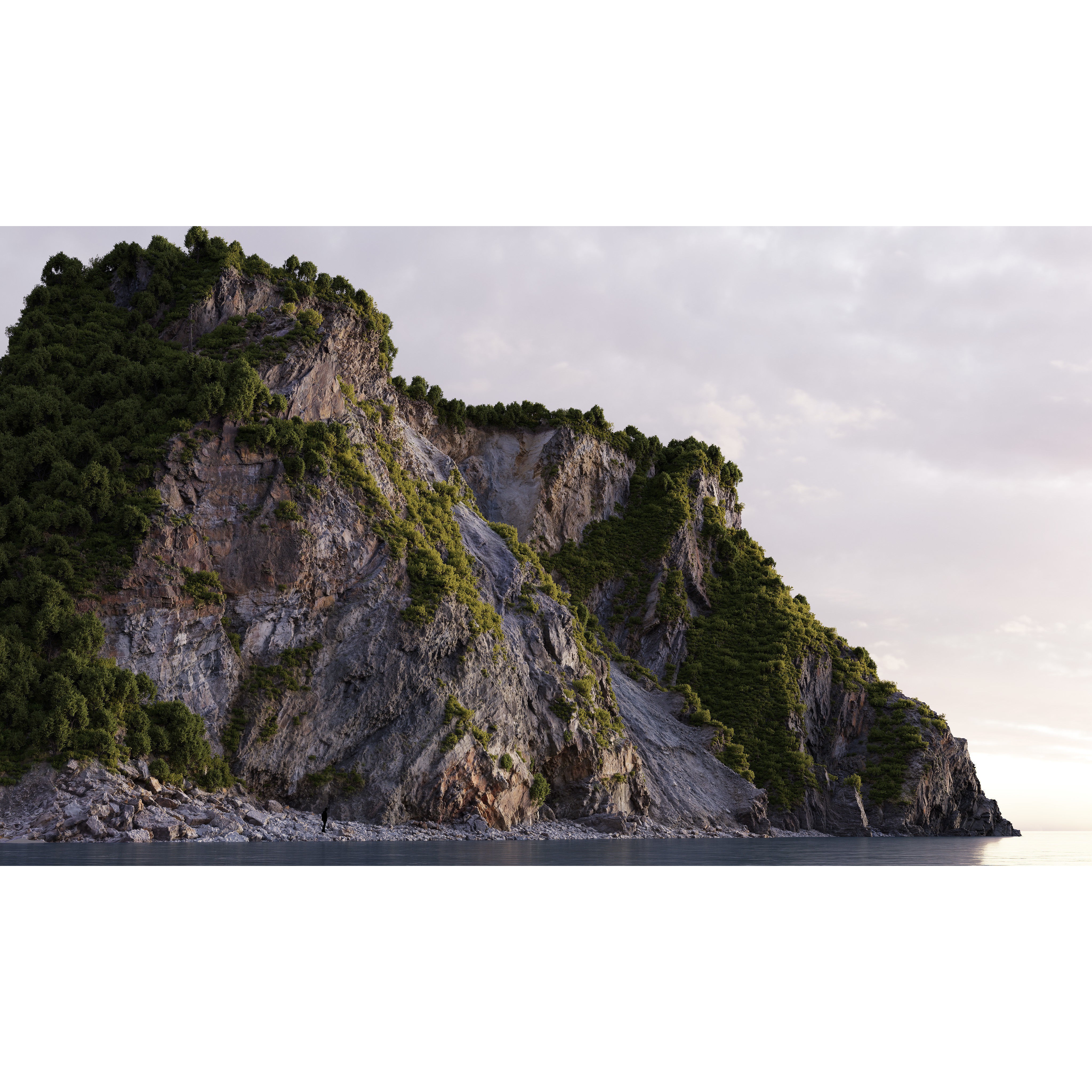 Large Coast Cliff - Low-Poly Game-Ready 3D Model - View 4