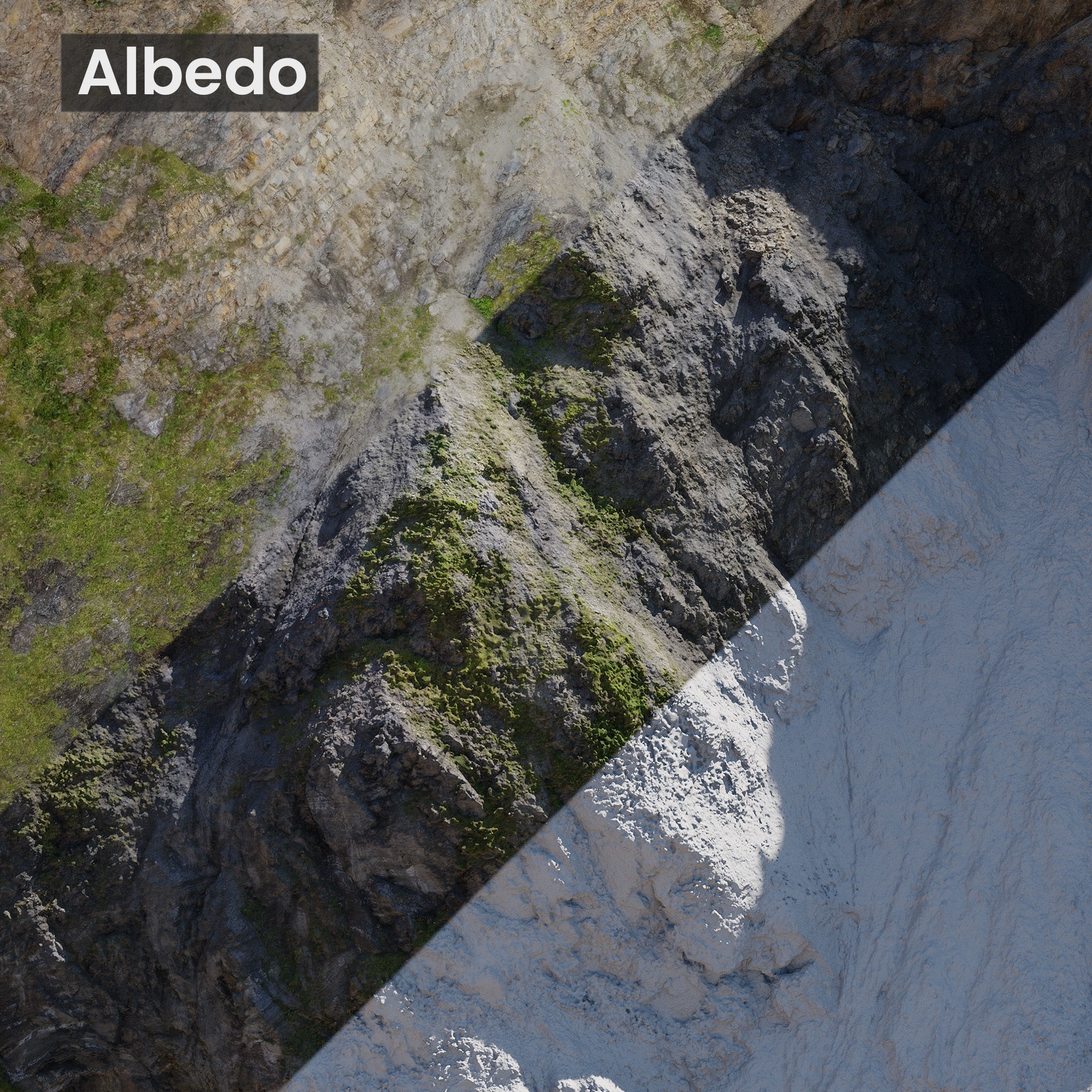 Large Coast Cliff - Low-Poly Game-Ready 3D Model - View 5