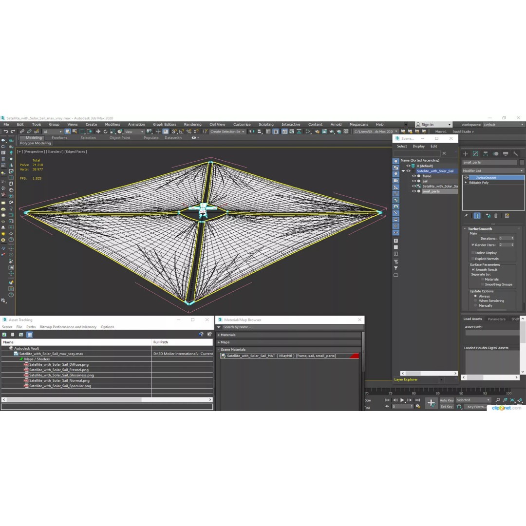 Satellite with Solar Sail 3D Model – High-Quality PBR Asset for Animation - View 22