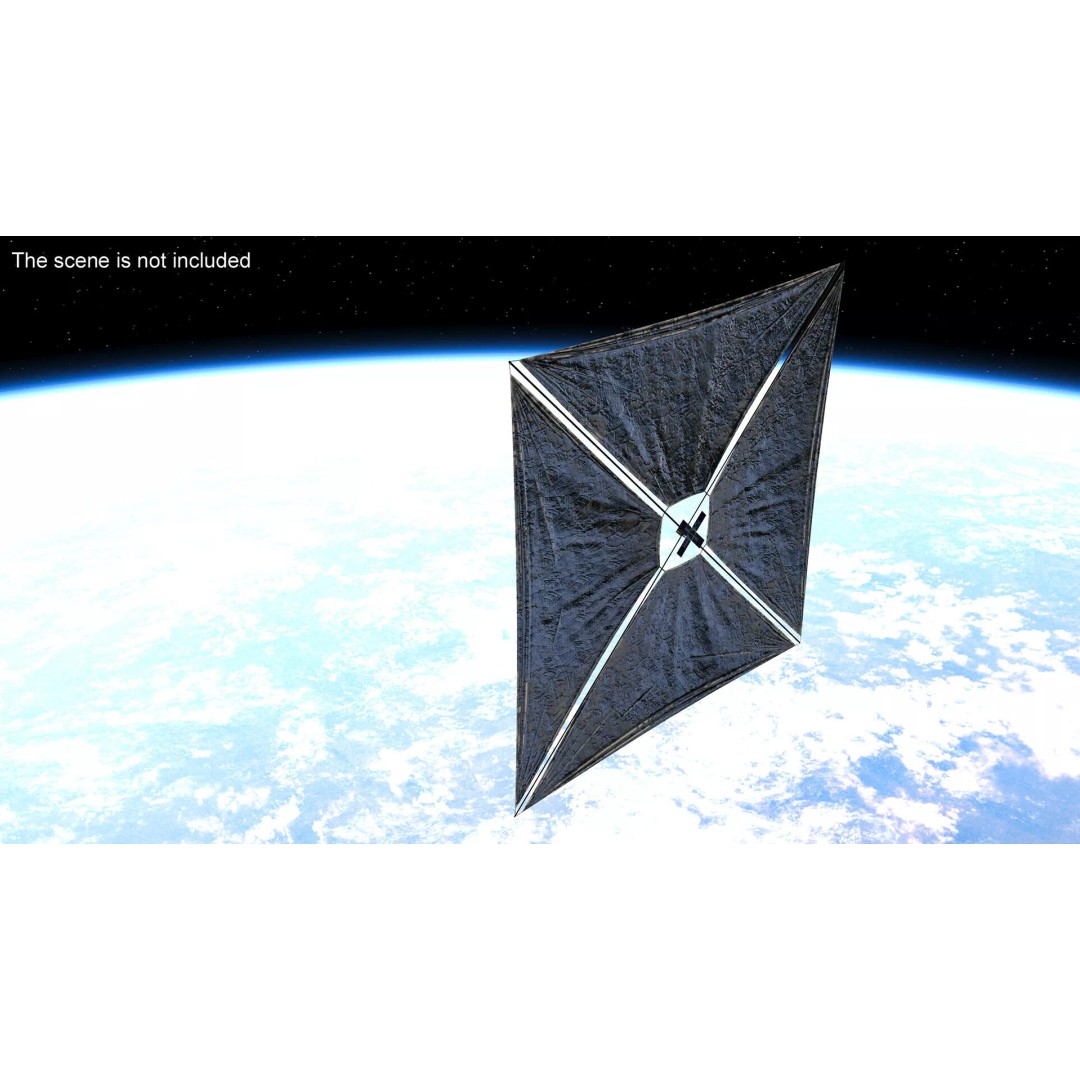 Satellite with Solar Sail 3D Model – High-Quality PBR Asset for Animation - View 3