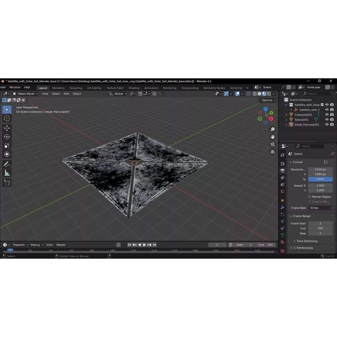 Satellite with Solar Sail 3D Model – High-Quality PBR Asset for Animation - View 31