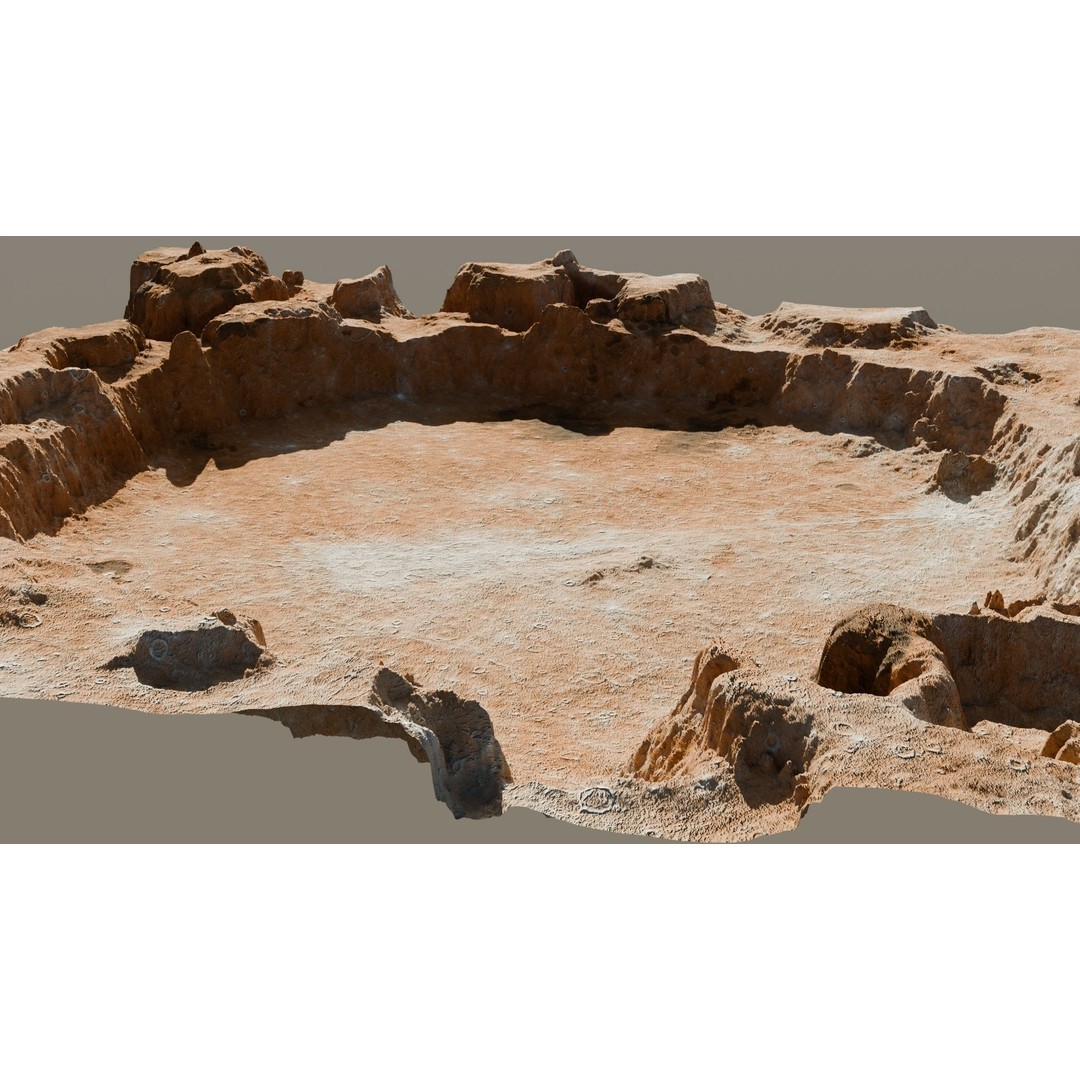 Crater Landscape 3D Model – Low Poly PBR Asset for Games, FBX, OBJ