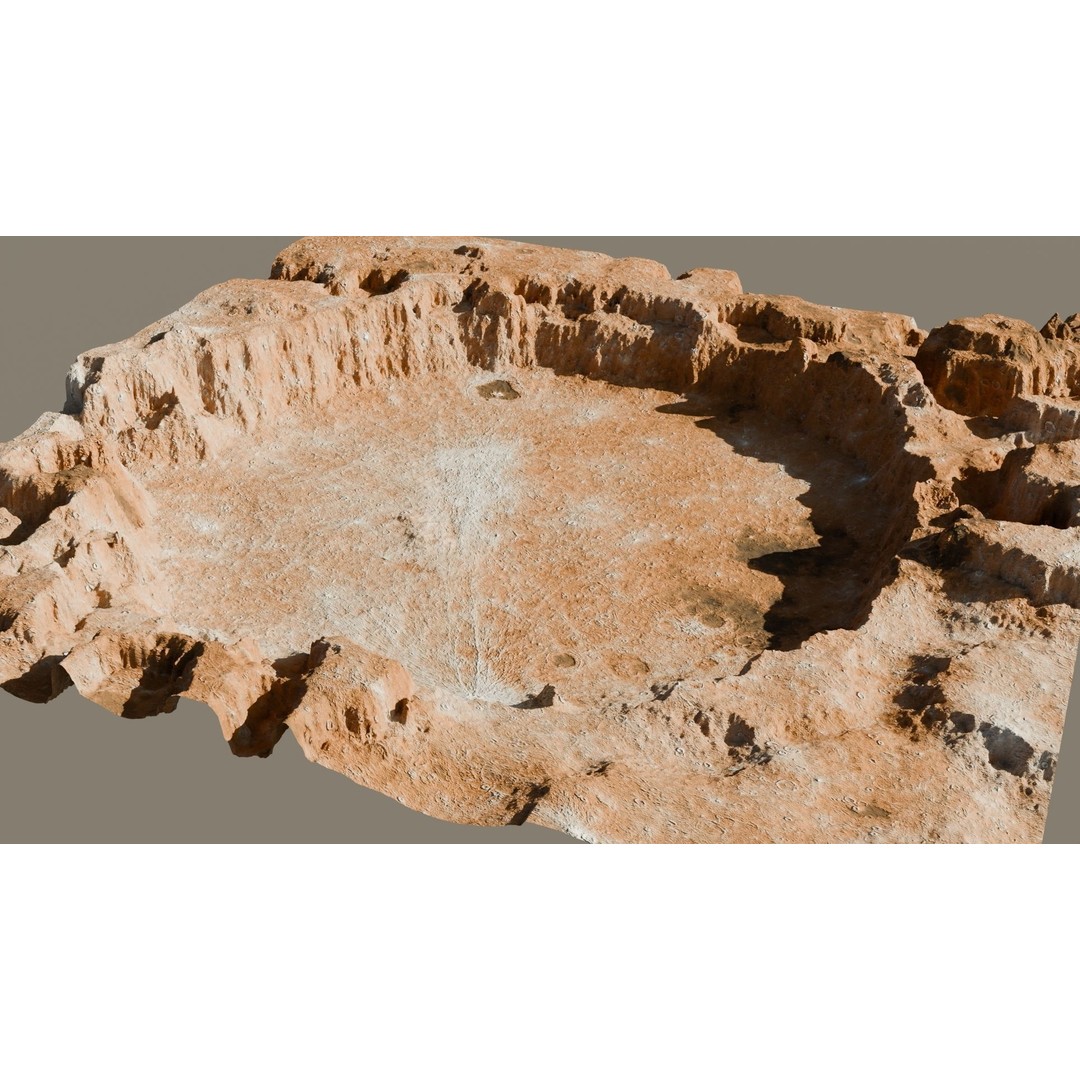 Crater Landscape 3D Model – Low Poly PBR Asset for Games, FBX, OBJ - View 12