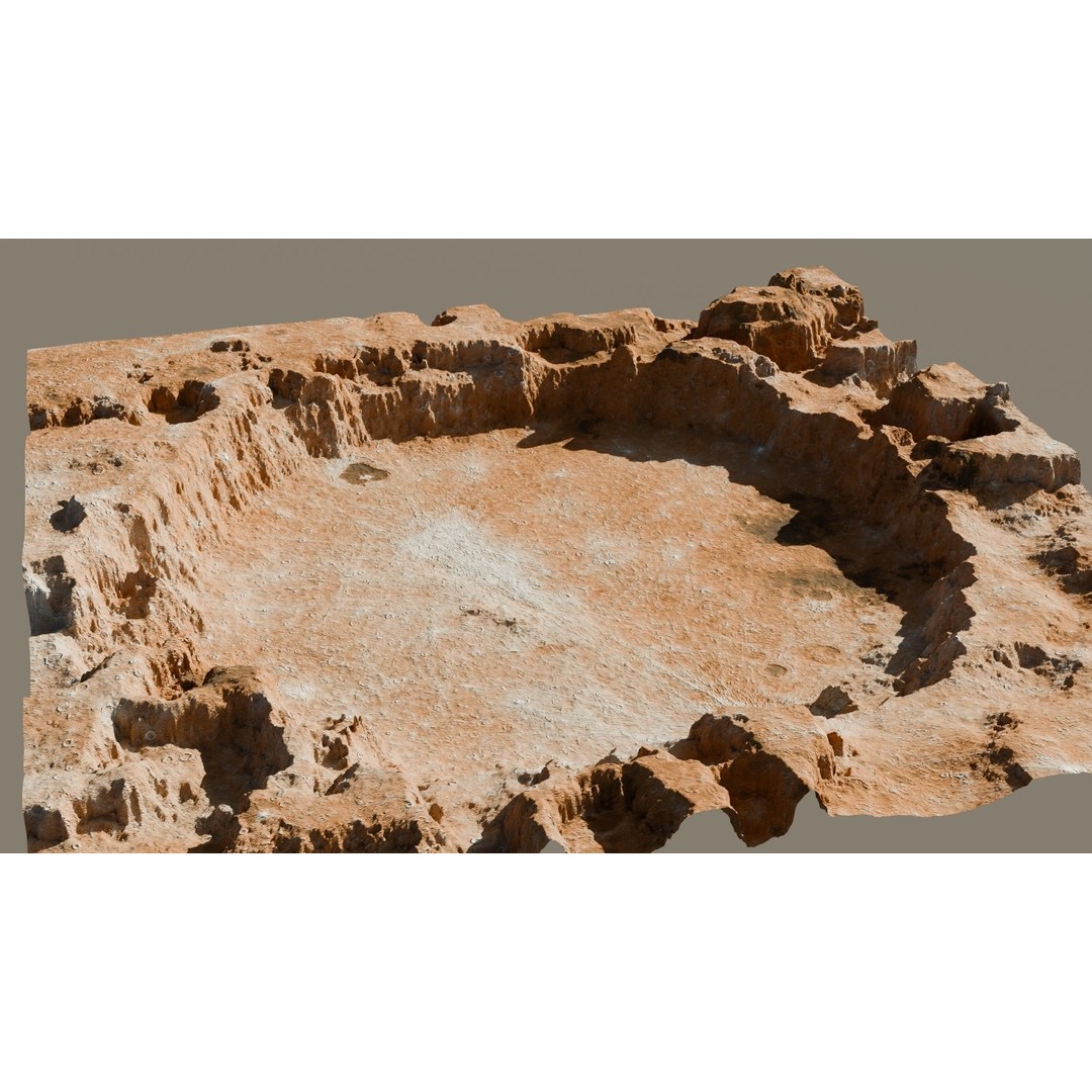 Crater Landscape 3D Model – Low Poly PBR Asset for Games, FBX, OBJ - View 15